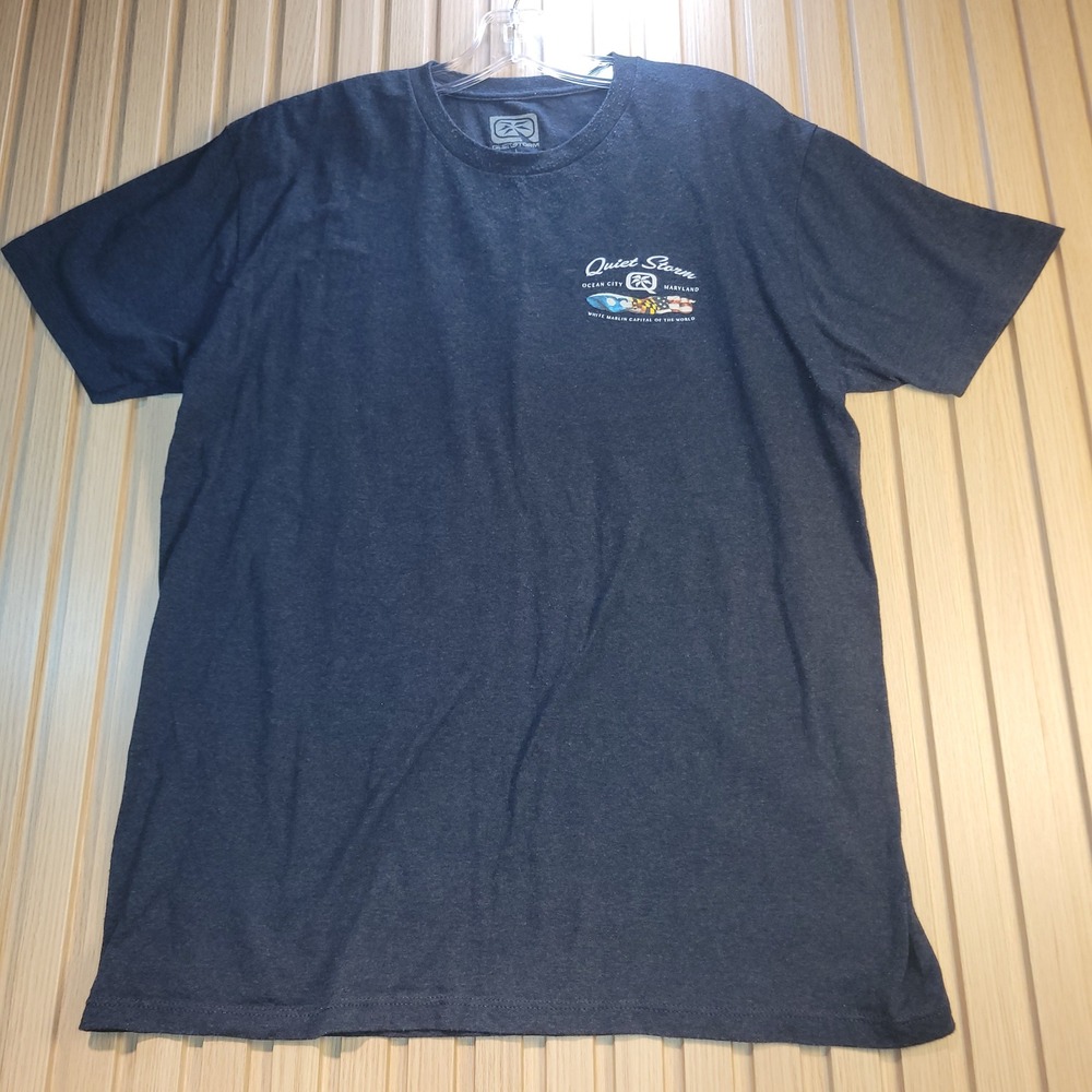 Quiet Storm Ocean City Maryland White Marlin T-Shirt Mens L Navy Blue Heather